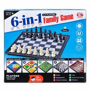 6-in-1 Family Board Game Set - Chess, Checkers, Ludo