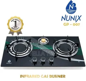 Nunix Jiko la Vichomea 3 vya Gesi Chini ya Matumizi ya Gesi Kioo Juu