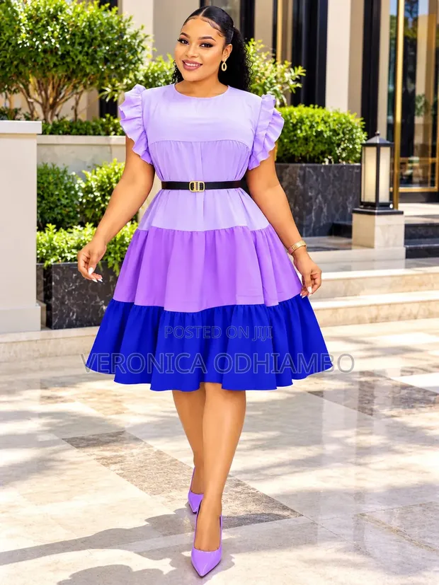 Clavis Fashion Hub Gauni la Pamba la Wanawake la Rangi Nyingi - 1
