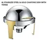 6L Round Roll Top Chafing Dish with Golden Handle & Stand - 1