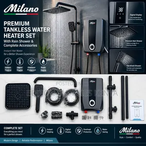 Milano Tankless Water Heater Nyeusi na Rainshower Set