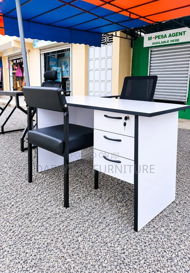 White Table and Black Caterina Chair - 1