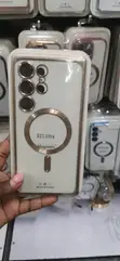 Gold-Trimmed Clear Magnetic Case for Samsung Galaxy S23 Ultra - 1
