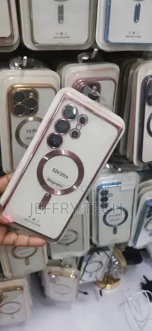 Pink Clear Magnetic Phone Case for Samsung Galaxy S24 Ultra