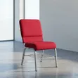 Conference Chair with Red Padded Seat and Metal Frame - 1