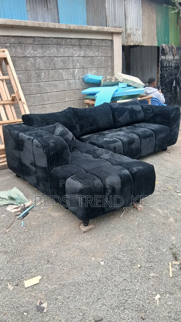Bubble L-Shaped Sofa - Nyeusi - 1