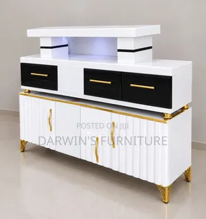 Modern TV Stand with LED Lights - Black and White