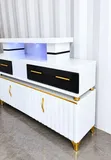 Modern TV Stand with LED Lights - Black and White - 2