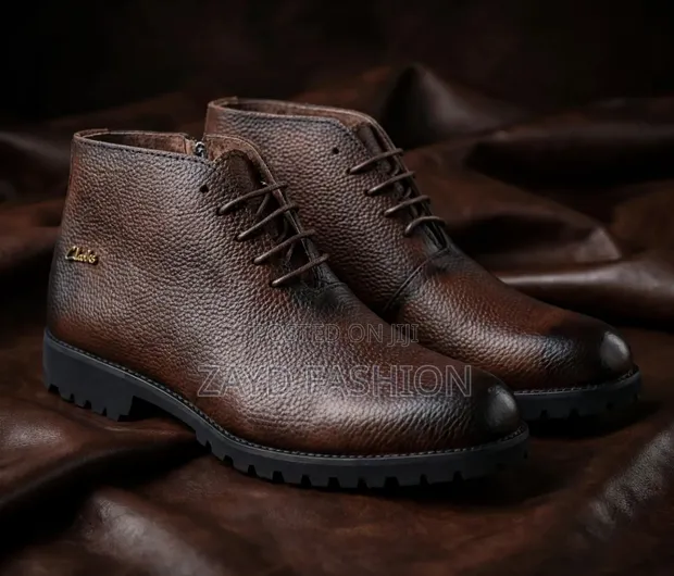 Clarks Leather Boots - Coffee - 1