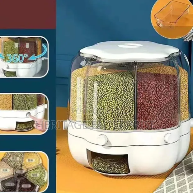7L 6-Compartment Rotating Rice Dispenser - 1