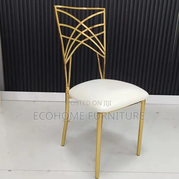 Gold Chameleon Event Chair with White Padded Seat - 1
