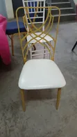 Gold Chameleon Event Chair with White Padded Seat - 2