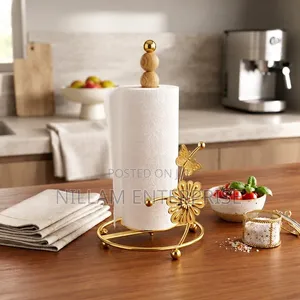 Gold Butterfly & Floral Countertop Paper Towel Holder
