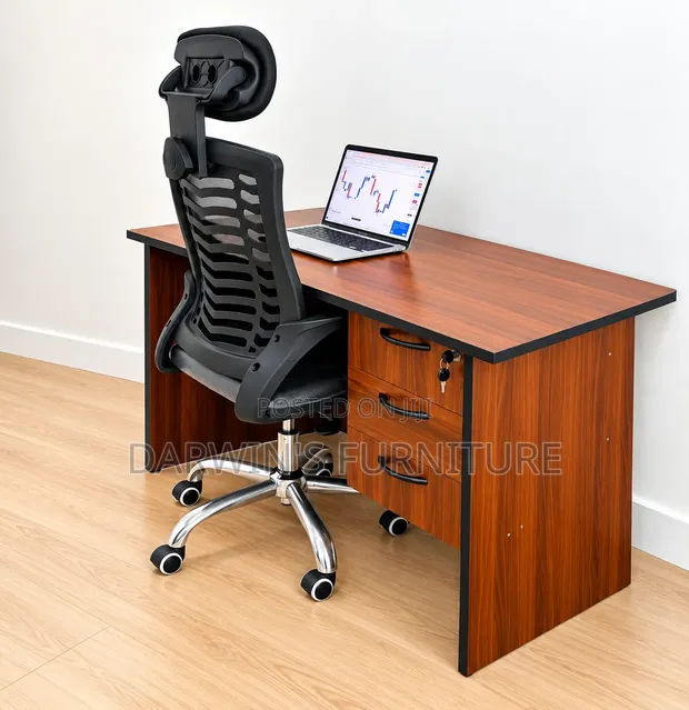 Boss Office Products Brown Desk with Chair - 1
