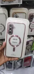 Rose Gold Clear Case yenye MagSafe Ring kwa Samsung Galaxy A56 5G - 1