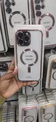 Kesi ya Magnetic na Pete ya Pinki ya Kamera kwa iPhone 16 Pro Max - 1