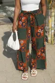 Chichi Wide Leg Kitenge Pants - Kijani na Chungwa - 2