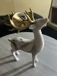White and Gold Deer with Clear Marbles on Horns (Tall) - 1