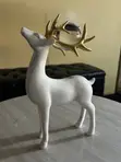 White and Gold Deer with Clear Marbles on Horns (Tall) - 2
