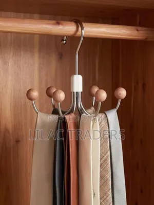 Multifunctional 6-Hook Metal & Wooden Ball Hanger