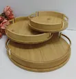 3-in-1 Serving / Deco Tray (Mti wa Mianzi, Kishikio cha Dhahabu) - 1