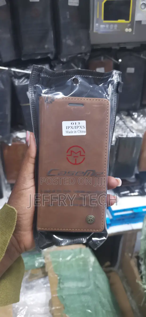Brown CaseMe Series Leather Wallet Flip Case for iPhone X - 1