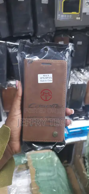 Brown CaseMe Series Leather Wallet Flip Case for iPhone X
