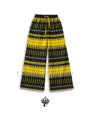 Chichi Wide Leg Kitenge Pants - Black & Yellow