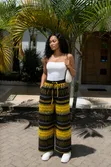 Chichi Wide Leg Kitenge Pants - Black & Yellow - 2