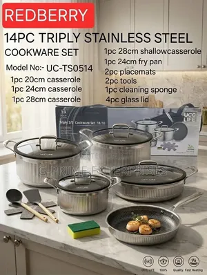 14-Piece Triply Stainless Steel Cookware Set