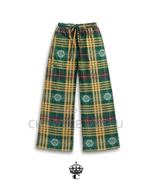 Chichi House of Fashion Green & Mustard Plaid Wide Leg Pants