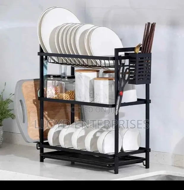 Dishrack ya Metallic Nyeusi ya Tier 3 - 1