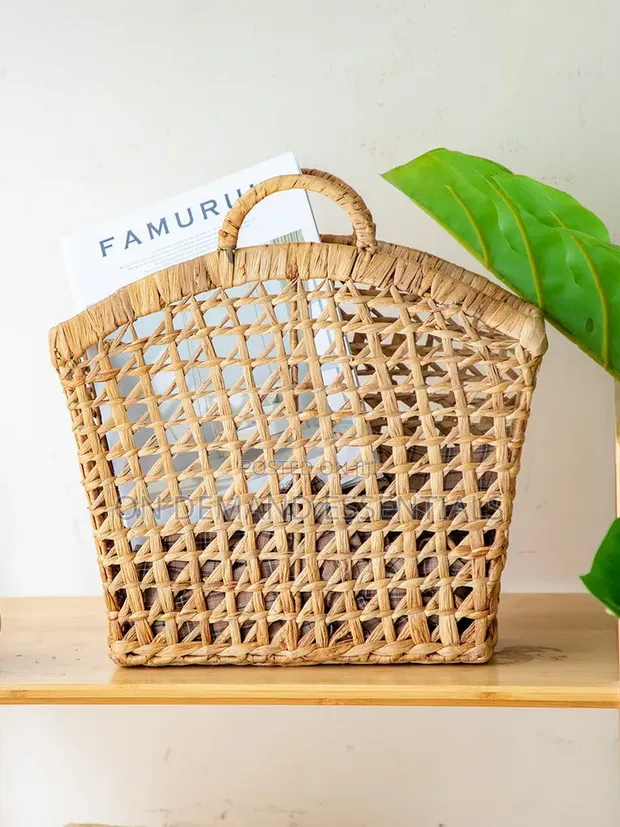 Large Eco-Friendly Handwoven Water Hyacinth Storage Basket - 1