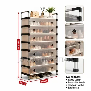7 Layer Shoe Rack Organizer Cabinet Isiyoingiza Vumbi