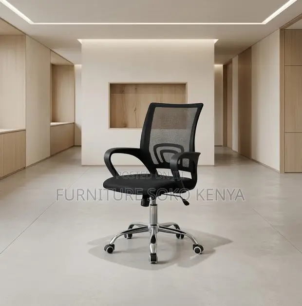 Office Chair: Swivel Mid Backrest Clerical Mesh Chair - 1