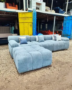 Brand New 7-Seater L-Shape Sofa - Light Grey & Green