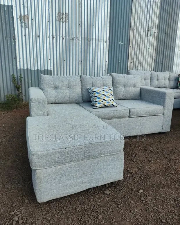 L-Shaped Sofa - Beige, 6 Seaters, Brand New - 1