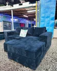 L-Shape 6-Seater Sofa - Blue & Black Fabric - 2