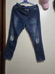 Thrifted Blue Denim Skinny Jeans - Saizi S ya Wanawake - 4