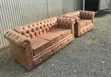 Brown Butterfly Sofa + 2 Round Marble Coffee Table - 2