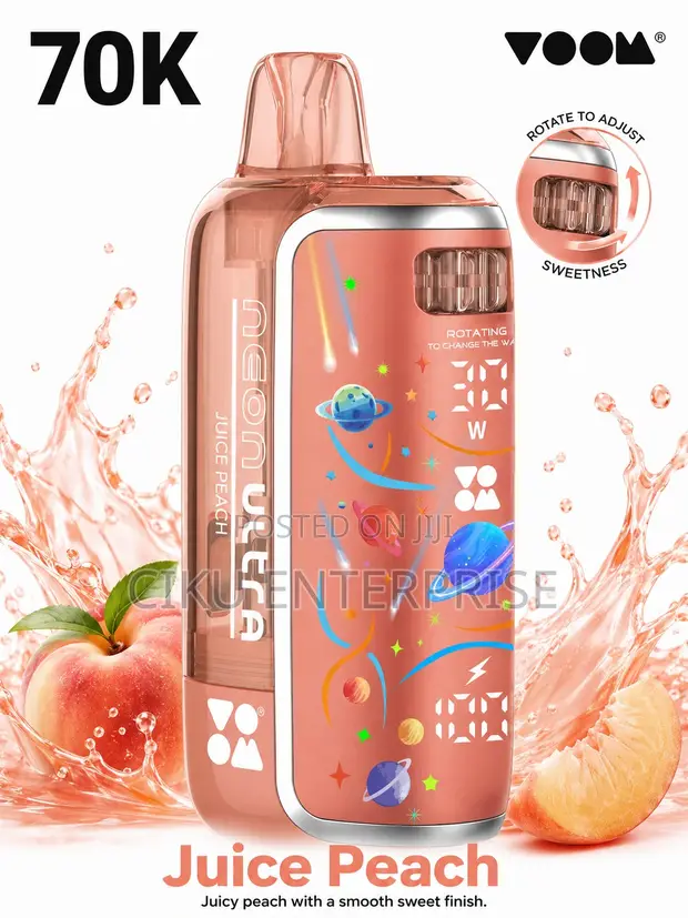 Peach Juice Voom Ultra Neon 70,000 Puffs Rechargeable Disposable Vape - 1