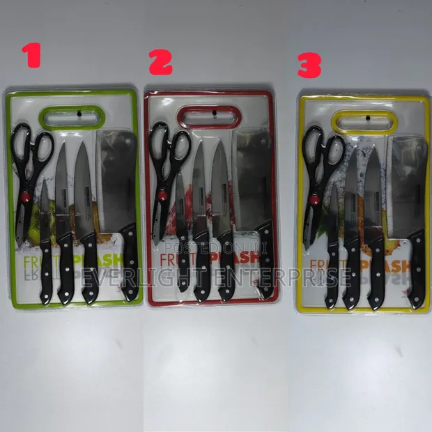 6-in-1 Chopping Board Set with Knives and Scissors - 1