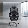 High Orthopedic Office Chair with Footrest - Black - 1