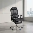High Orthopedic Office Chair with Footrest - Black - 2