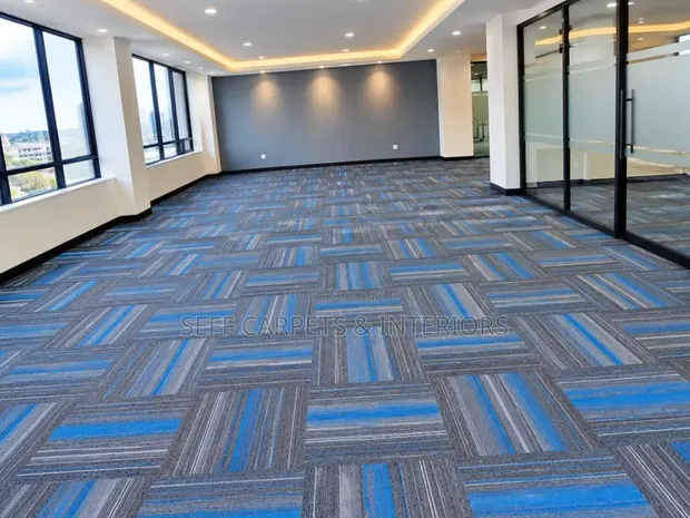Blue and Grey Wall to Wall Carpet Tiles - 1