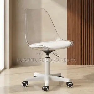 Kiti cha Kula cha Ergonomic cha Kugeuka Nyeupe - Chenye Uwazi