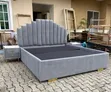 Luxury 6x6 Grey Velvet Bed Frame with Fluted Headboard - 1