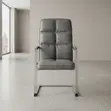 Modern Gray Executive Leather Visitor Chair - 4