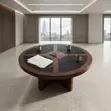 1.2m Mahogany Round Boardroom Table - 4