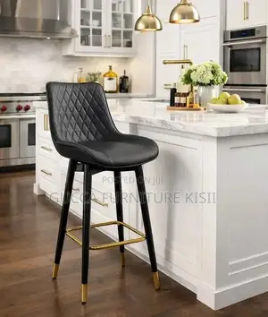 Leather Non-Adjustable Swivel Barstool